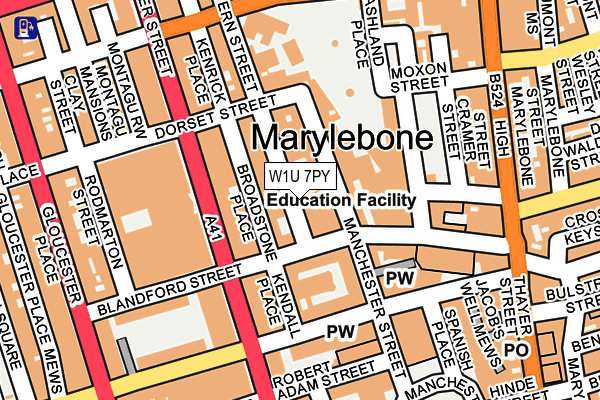 W1U 7PY map - OS OpenMap – Local (Ordnance Survey)