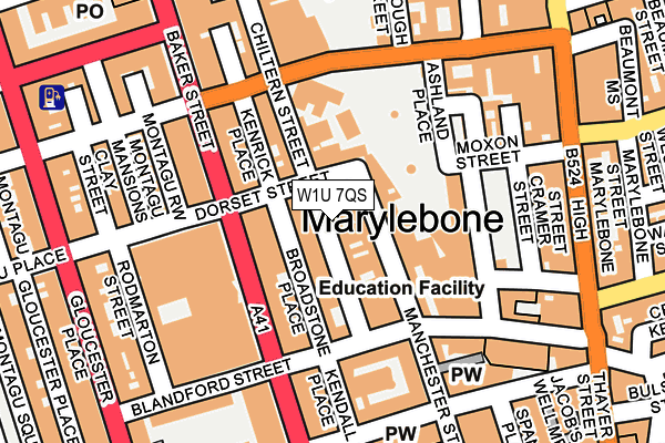 W1U 7QS map - OS OpenMap – Local (Ordnance Survey)