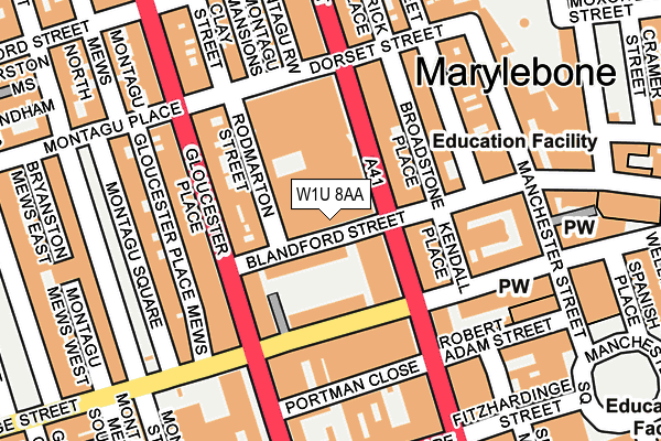 W1U 8AA map - OS OpenMap – Local (Ordnance Survey)