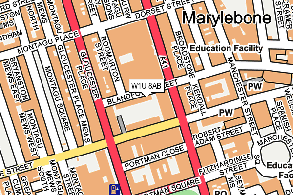 W1U 8AB map - OS OpenMap – Local (Ordnance Survey)