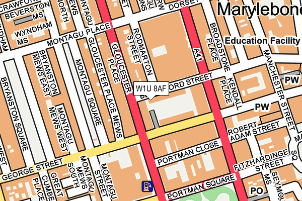 W1U 8AF map - OS OpenMap – Local (Ordnance Survey)