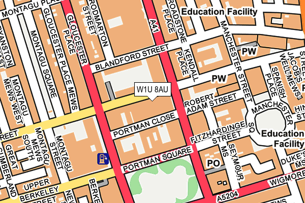 W1U 8AU map - OS OpenMap – Local (Ordnance Survey)