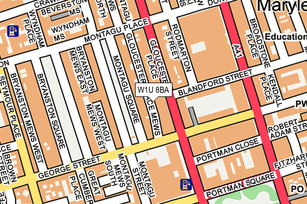 W1U 8BA map - OS OpenMap – Local (Ordnance Survey)