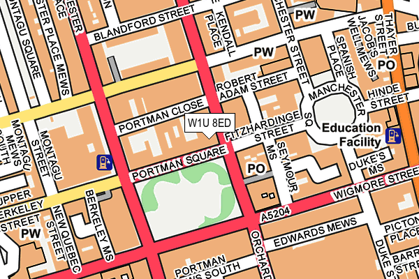 W1U 8ED map - OS OpenMap – Local (Ordnance Survey)