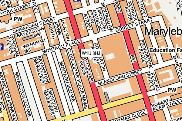 W1U 8HJ map - OS OpenMap – Local (Ordnance Survey)