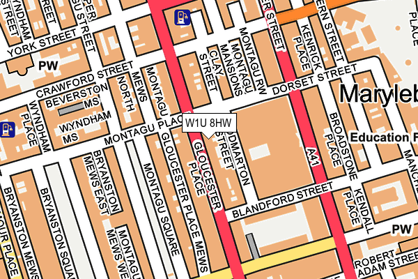 W1U 8HW map - OS OpenMap – Local (Ordnance Survey)