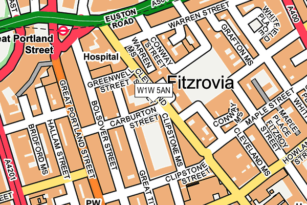 W1W 5AN map - OS OpenMap – Local (Ordnance Survey)