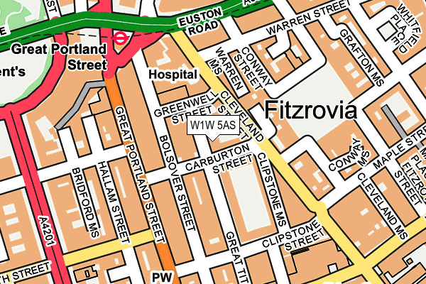 W1W 5AS map - OS OpenMap – Local (Ordnance Survey)