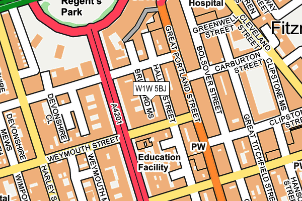 W1W 5BJ map - OS OpenMap – Local (Ordnance Survey)