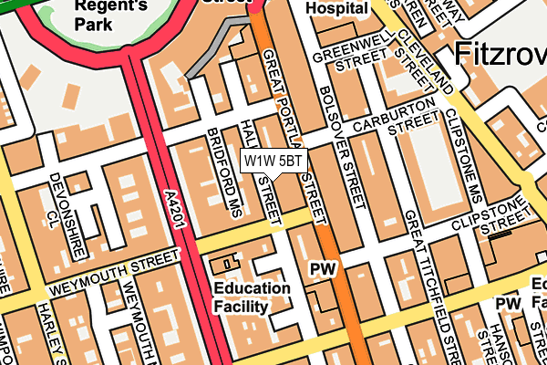 W1W 5BT map - OS OpenMap – Local (Ordnance Survey)