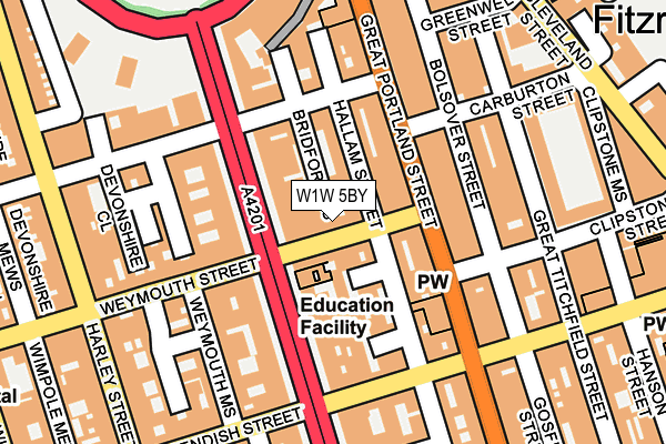 W1W 5BY map - OS OpenMap – Local (Ordnance Survey)