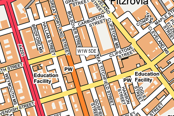 W1W 5DE map - OS OpenMap – Local (Ordnance Survey)