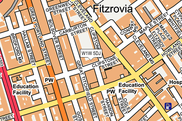 W1W 5DJ map - OS OpenMap – Local (Ordnance Survey)
