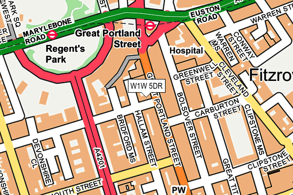W1W 5DR map - OS OpenMap – Local (Ordnance Survey)