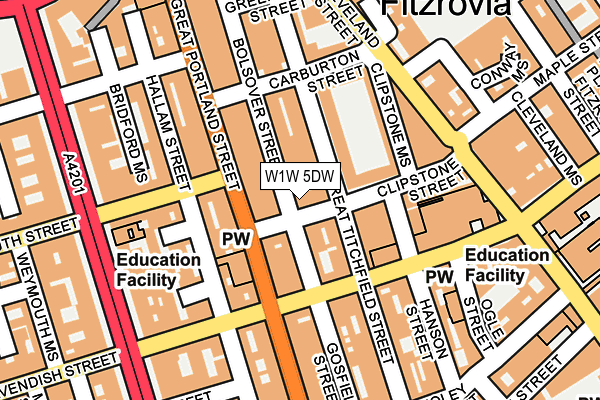 W1W 5DW map - OS OpenMap – Local (Ordnance Survey)