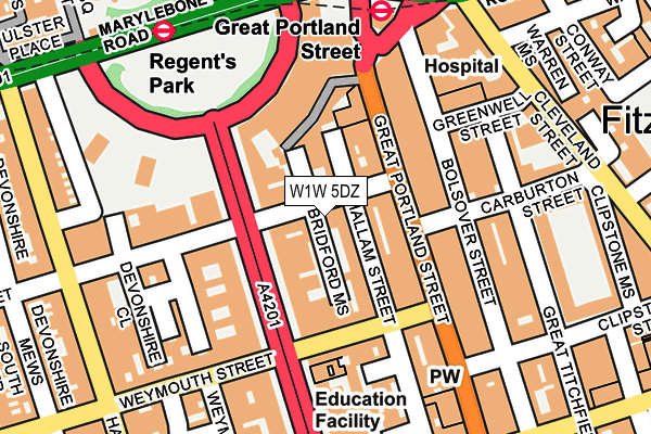 W1W 5DZ map - OS OpenMap – Local (Ordnance Survey)