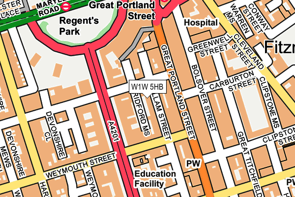 W1W 5HB map - OS OpenMap – Local (Ordnance Survey)