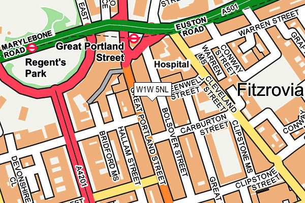 W1W 5NL map - OS OpenMap – Local (Ordnance Survey)