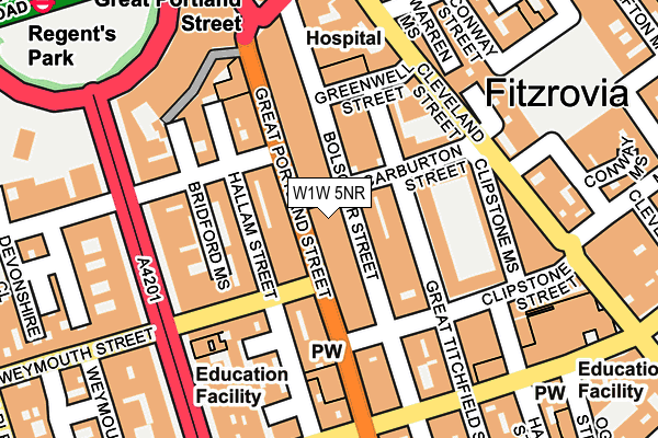 W1W 5NR map - OS OpenMap – Local (Ordnance Survey)