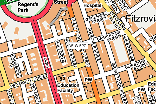 W1W 5PG map - OS OpenMap – Local (Ordnance Survey)