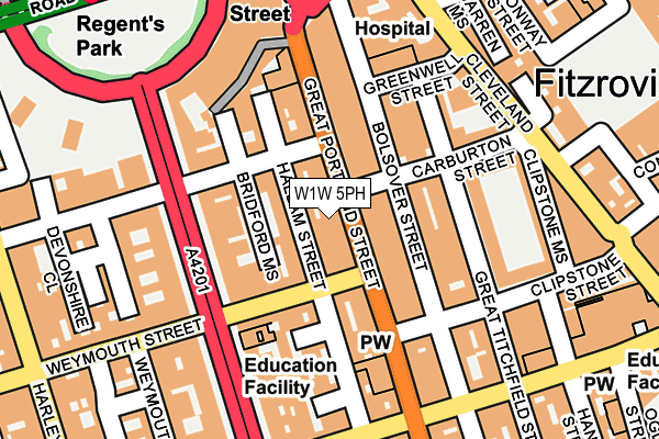 W1W 5PH map - OS OpenMap – Local (Ordnance Survey)