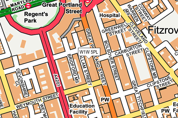 W1W 5PL map - OS OpenMap – Local (Ordnance Survey)