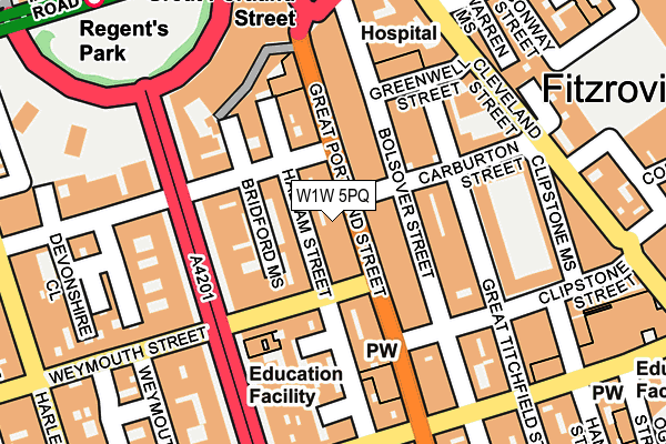 W1W 5PQ map - OS OpenMap – Local (Ordnance Survey)