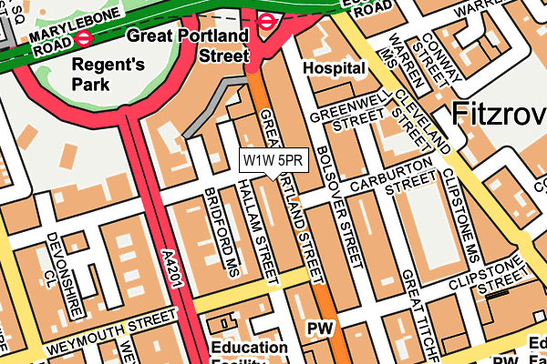 W1W 5PR map - OS OpenMap – Local (Ordnance Survey)