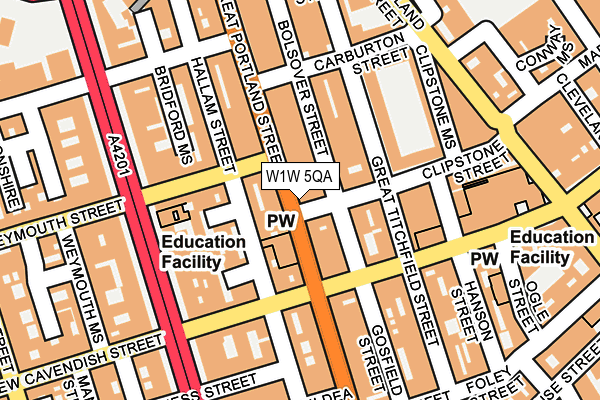 W1W 5QA map - OS OpenMap – Local (Ordnance Survey)