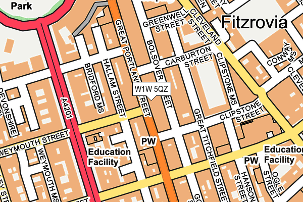 W1W 5QZ map - OS OpenMap – Local (Ordnance Survey)