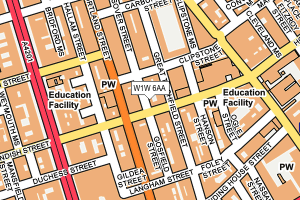 W1W 6AA map - OS OpenMap – Local (Ordnance Survey)