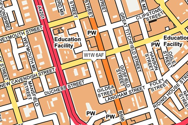 W1W 6AF map - OS OpenMap – Local (Ordnance Survey)