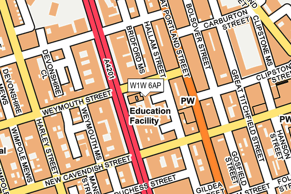 W1W 6AP map - OS OpenMap – Local (Ordnance Survey)