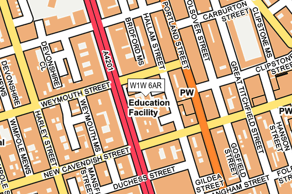 W1W 6AR map - OS OpenMap – Local (Ordnance Survey)