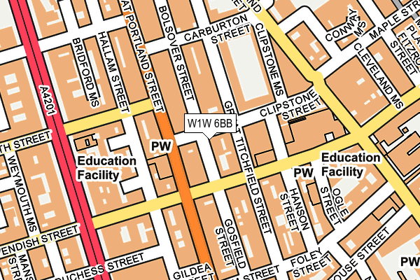 W1W 6BB map - OS OpenMap – Local (Ordnance Survey)