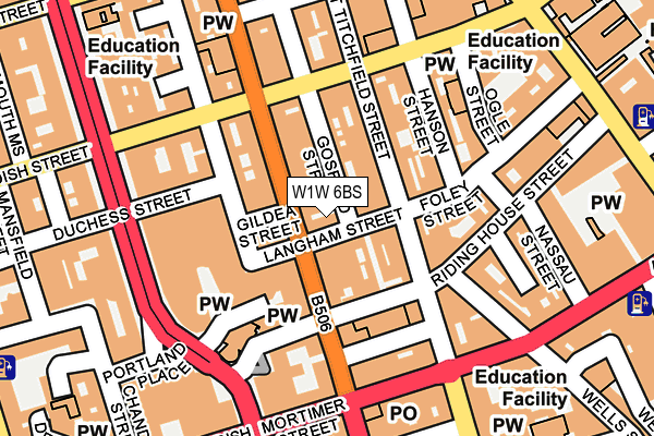 W1W 6BS map - OS OpenMap – Local (Ordnance Survey)