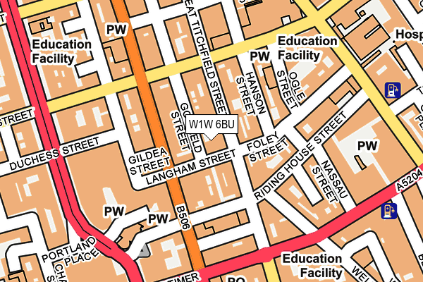 W1W 6BU map - OS OpenMap – Local (Ordnance Survey)