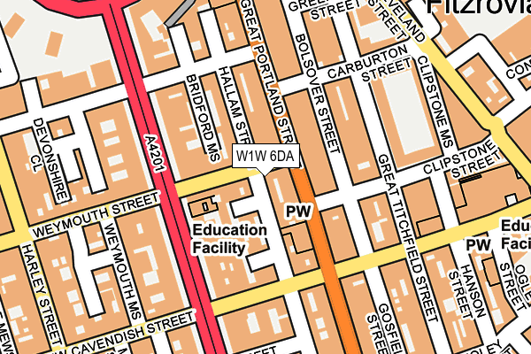 W1W 6DA map - OS OpenMap – Local (Ordnance Survey)
