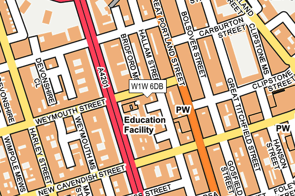 W1W 6DB map - OS OpenMap – Local (Ordnance Survey)