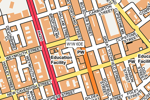 W1W 6DE map - OS OpenMap – Local (Ordnance Survey)