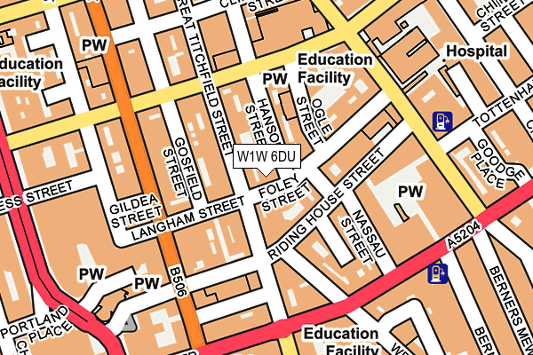 W1W 6DU map - OS OpenMap – Local (Ordnance Survey)