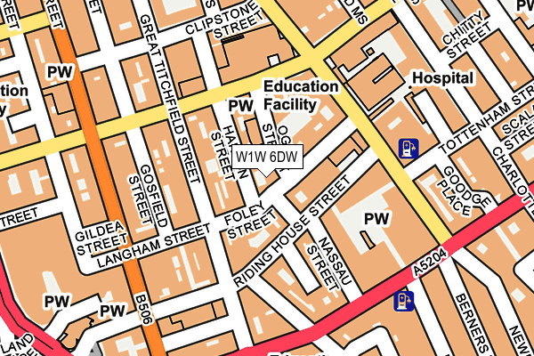 W1W 6DW map - OS OpenMap – Local (Ordnance Survey)