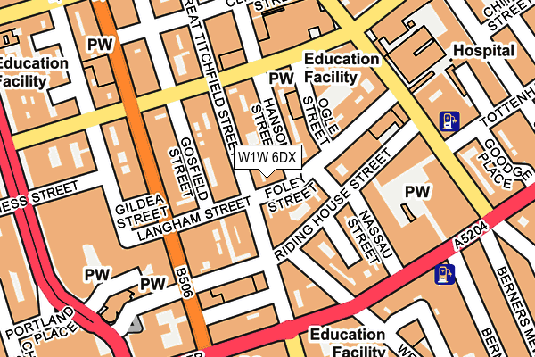 W1W 6DX map - OS OpenMap – Local (Ordnance Survey)