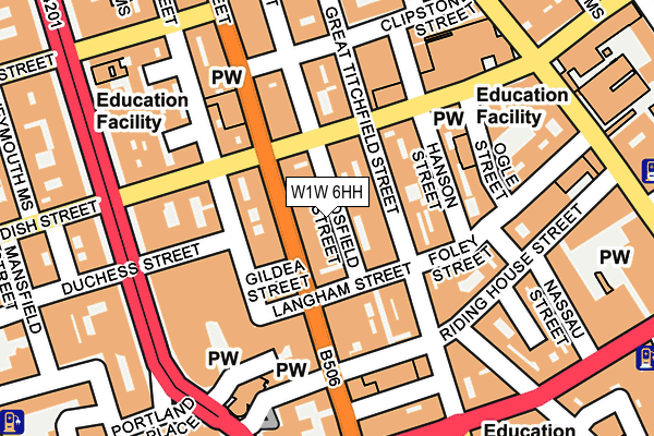 W1W 6HH map - OS OpenMap – Local (Ordnance Survey)