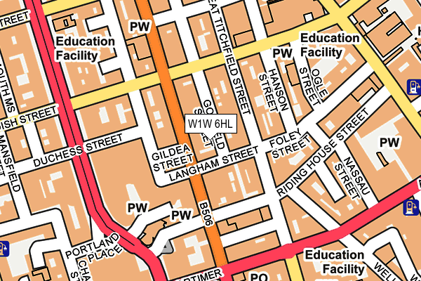 W1W 6HL map - OS OpenMap – Local (Ordnance Survey)