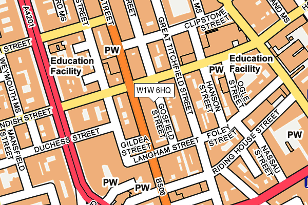 W1W 6HQ map - OS OpenMap – Local (Ordnance Survey)