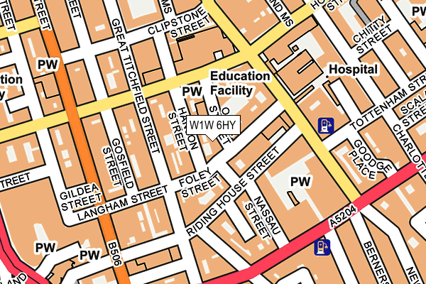 W1W 6HY map - OS OpenMap – Local (Ordnance Survey)