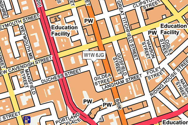W1W 6JG map - OS OpenMap – Local (Ordnance Survey)