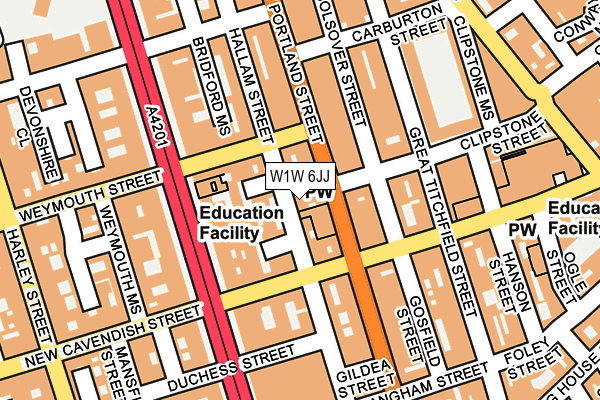 W1W 6JJ map - OS OpenMap – Local (Ordnance Survey)