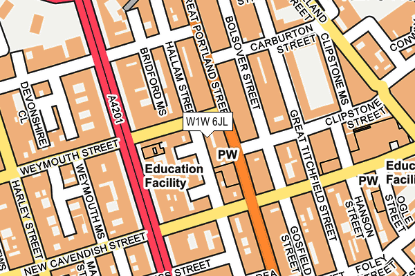 W1W 6JL map - OS OpenMap – Local (Ordnance Survey)